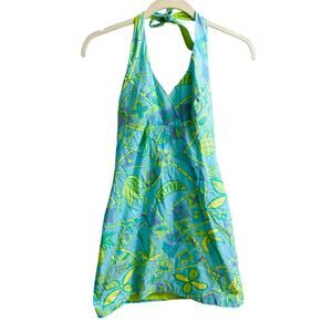 Vintage Lilly Pulitzer Macadamia Nuthouse Halter Dress Size 4 VGUC